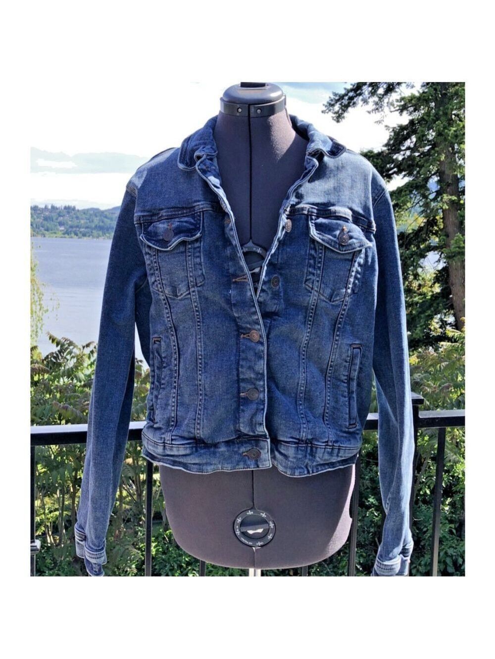 Size XL Denver Hayes Womens Denim Crop Jean Jacket Classic 4 Pockets BD